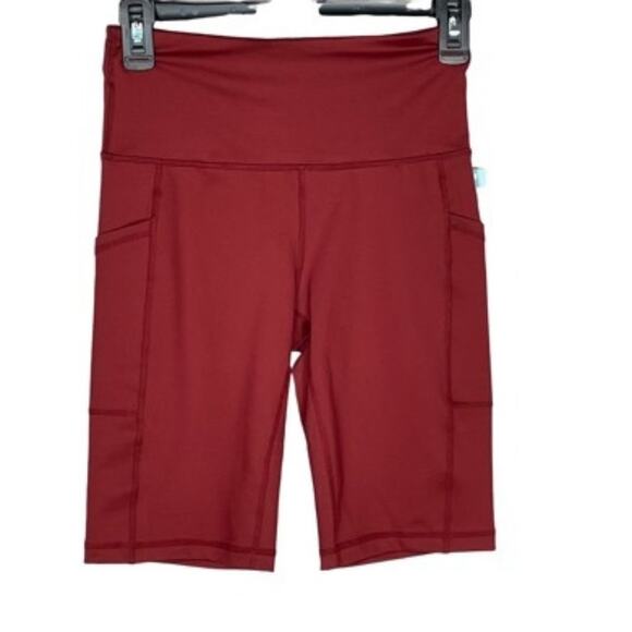 Ideology Womens High Rise Side Pockets 10" Biker, Red XS - Picture 2 of 8